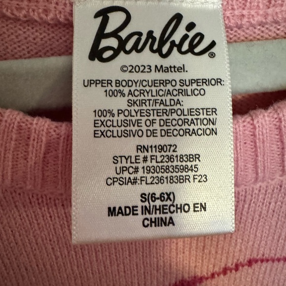 Pink Barbie Dress with Houndstooth Skirt size S 6/6x NWOT - Picture 3 of 5